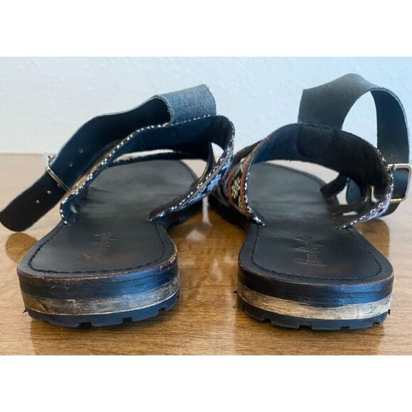 Free People Boho Strappy Black Multi Balkan Sandal 9.5 - Picture 7 of 8